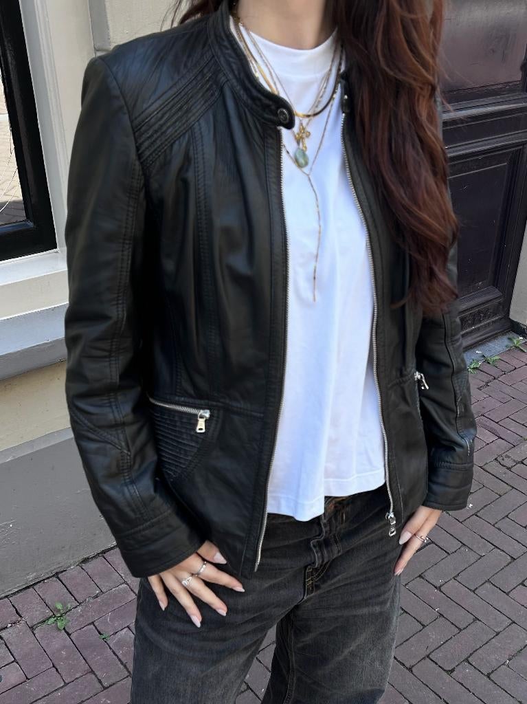 Gerry Weber Zwart Leren Jack Dames Maat 40 / L, Maat 38/40 (M), Zwart, Ophalen of Verzenden, Zo goed als nieuw
