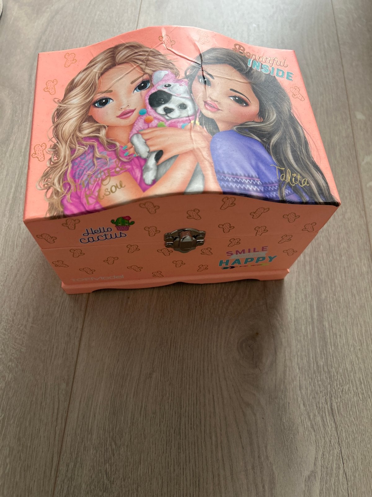 Topmodel Sieradendoos met Spiegel en Lichtjes, Ophalen of Verzenden, Roze, Hardcase, Zo goed als nieuw
