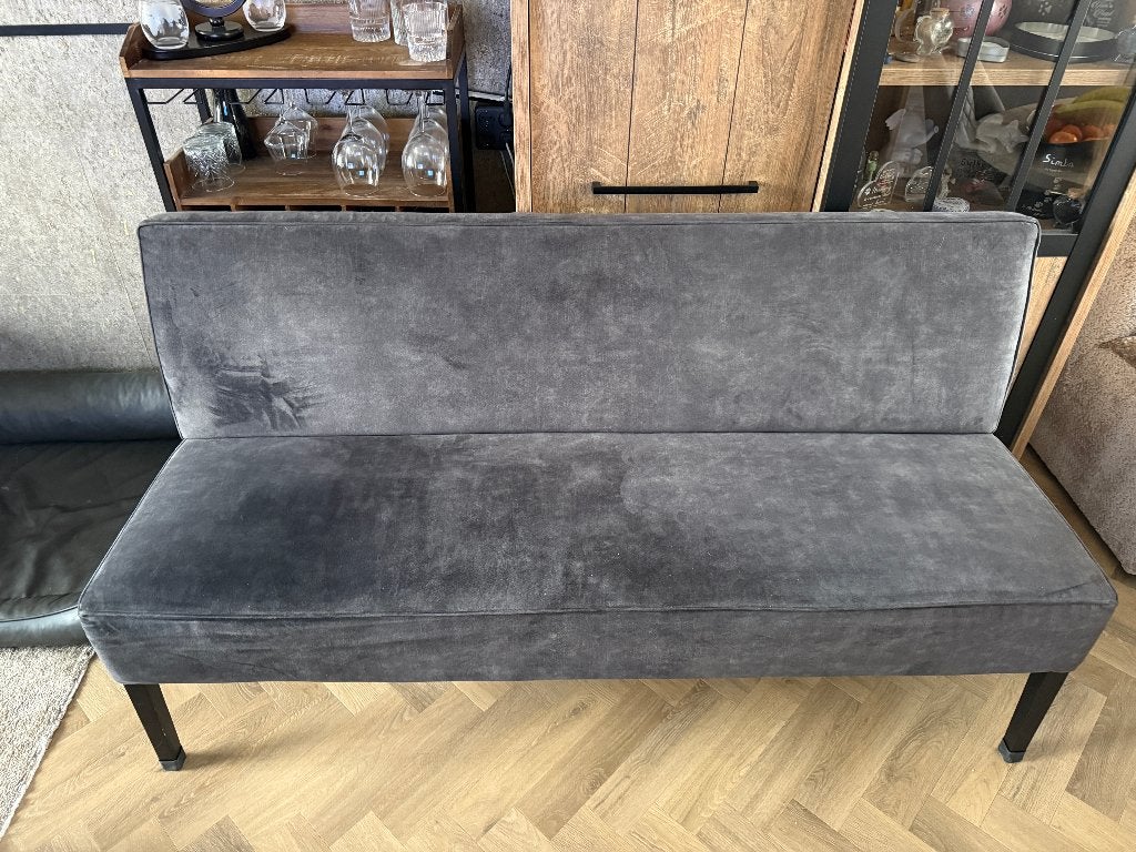 Antraciet Eethoekban Stof Velvet, Ophalen, Minder dan 75 cm, 150 tot 200 cm, Zo goed als nieuw
