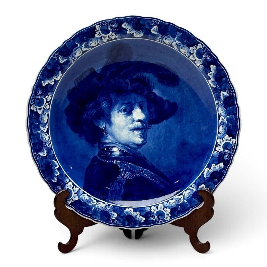 Delftsblauw portretbord met Rembrandt, Ophalen of Verzenden