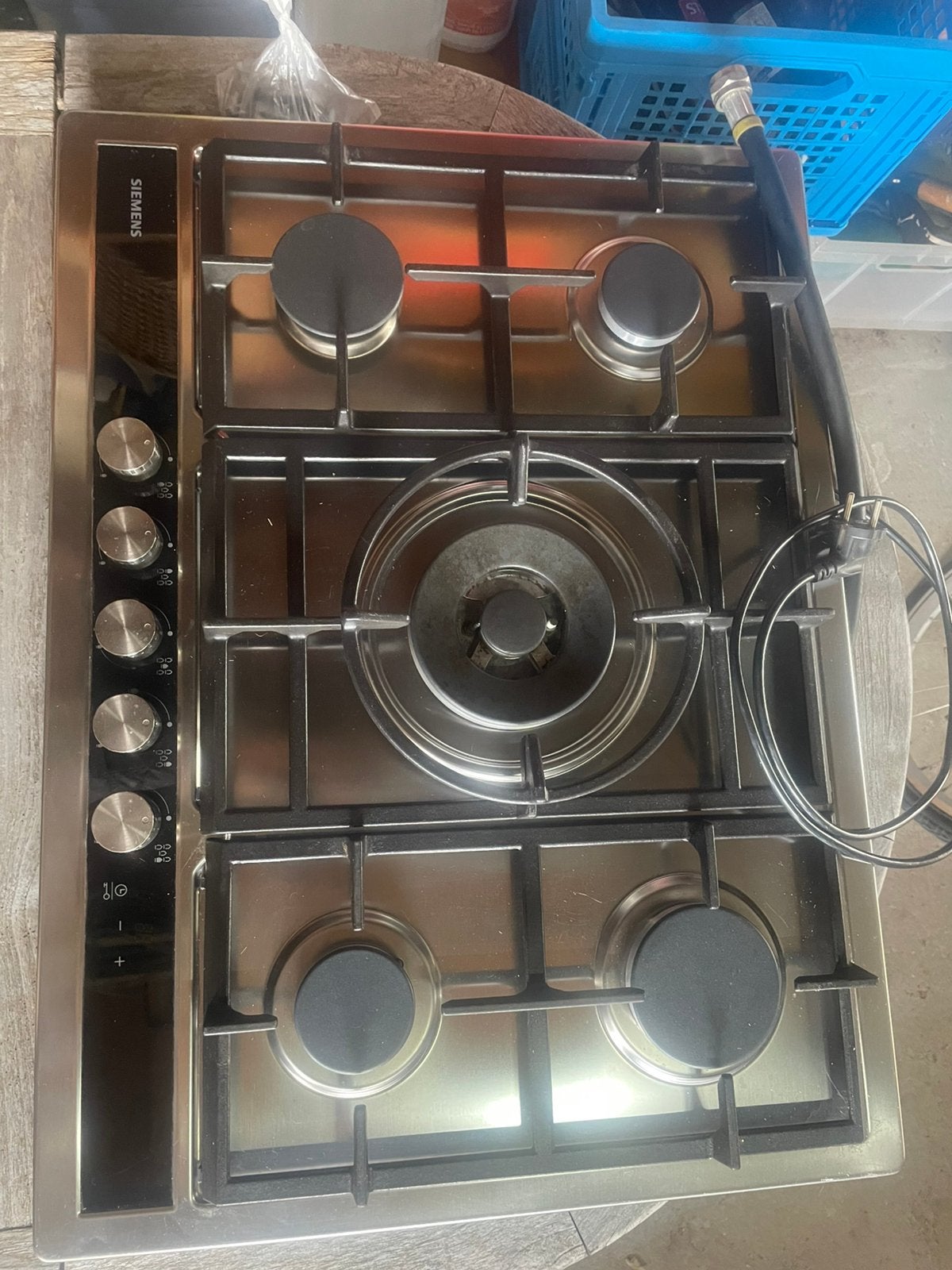 Luxe SIEMENS gaskookplaat met wokbrander, Witgoed en Apparatuur, Ophalen, Zo goed als nieuw, Inbouw, Gas