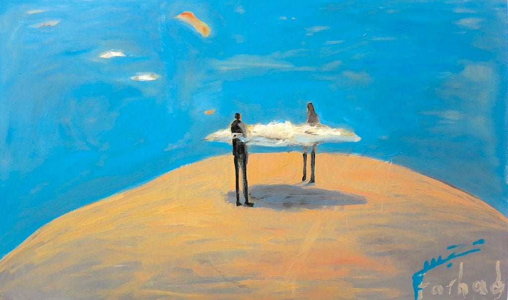 Atelieropruiming – Acryl schilderij zoekt een nieuw thuis, Gesigneerd, Ophalen of Verzenden, Textiel, Figuren
