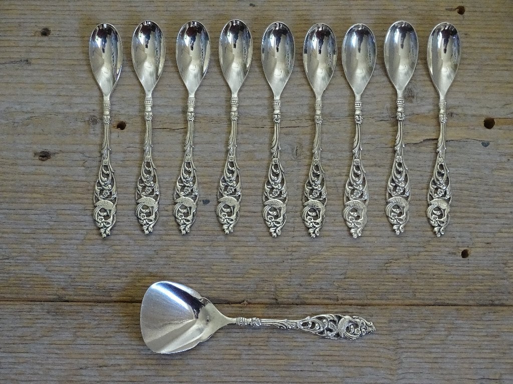 Bestek, Gero 90, GN verzilverd, model 647 Kraanvogel, gaaf, Ophalen of Verzenden