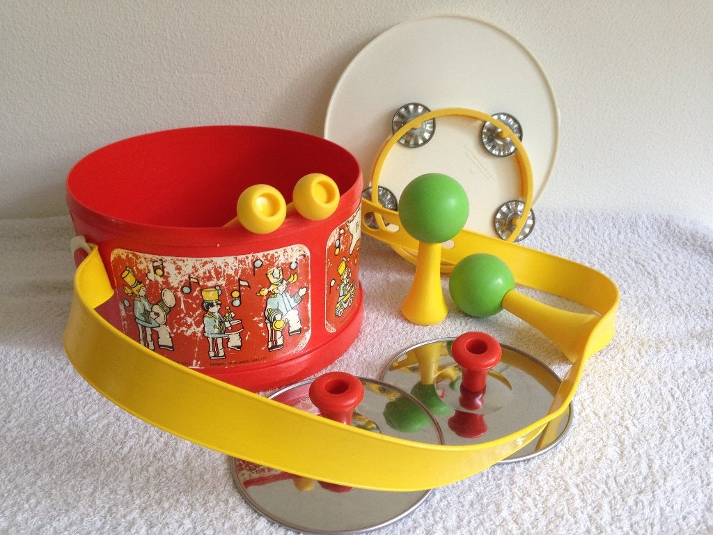 ❤️Vintage FISHER-PRICE Trommel met muziekinstrumenten 1979., Ophalen of Verzenden, Gebruikt, Speelset, Met geluid