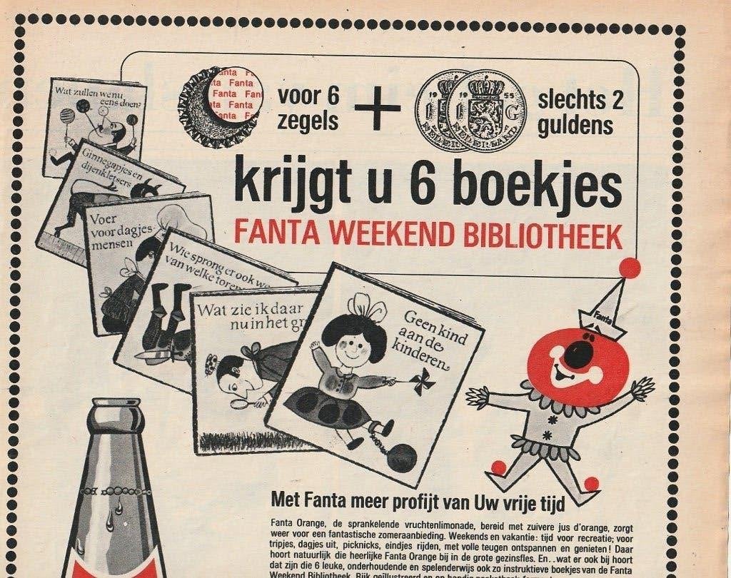 retro reclame 1966 Fanta frisdrank boekjes bibliotheek, Verzenden, Overige typen