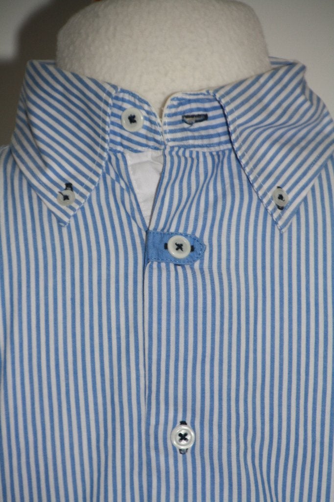 Italiaanse Portonova blouse overhemd maat M 39 / 40 streep, Blauw, Portnova, Zo goed als nieuw, Halswijdte 39/40 (M)