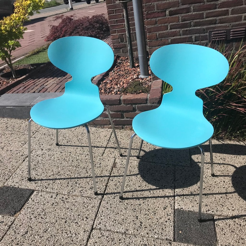 2  Fritz Hansen  3101 Mier Ant stoel chairs blauw, Ophalen, Gebruikt, Blauw, Nvt