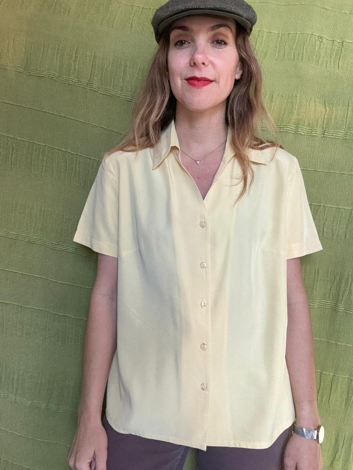 Vintage blouse, maat 46/3XL - geel - 90's, Érusz, ,, Geel, Maat 46/48 (XL) of groter