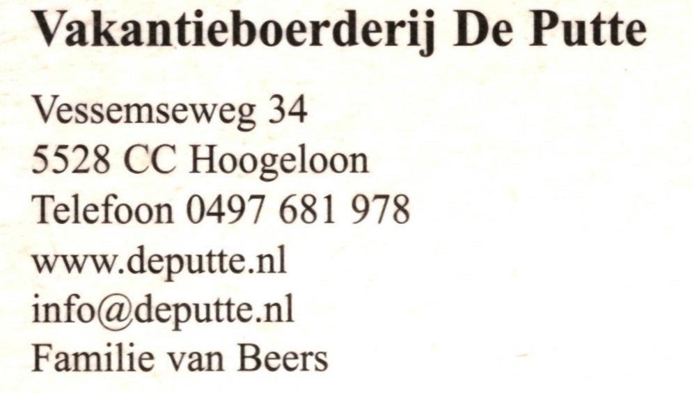 43483 Hoogeloon N B Vakantieboerderij de Putte Onbeschreven, Verzenden, 1980 tot heden, Ongelopen, Noord-Brabant