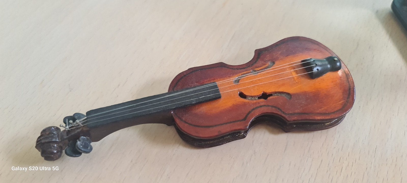 Miniatuur Viool Decoratie - Houten Ornament, Muziek en Instrumenten, Strijkinstrumenten | Violen en Altviolen, Ophalen of Verzenden