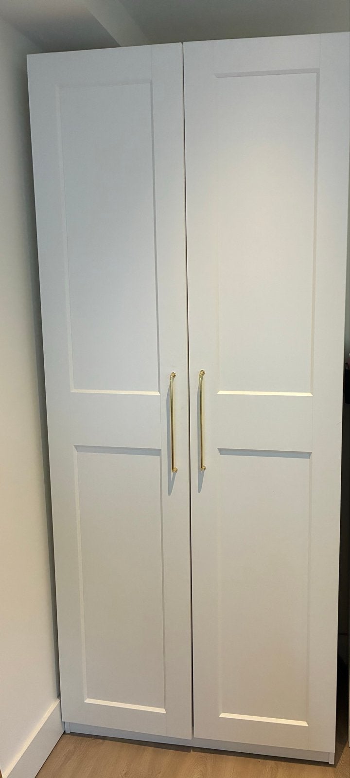 Ikea PAX kledingkast wit met gouden handgrepen, Ophalen, Overige materialen, 200 cm of meer, 50 tot 100 cm