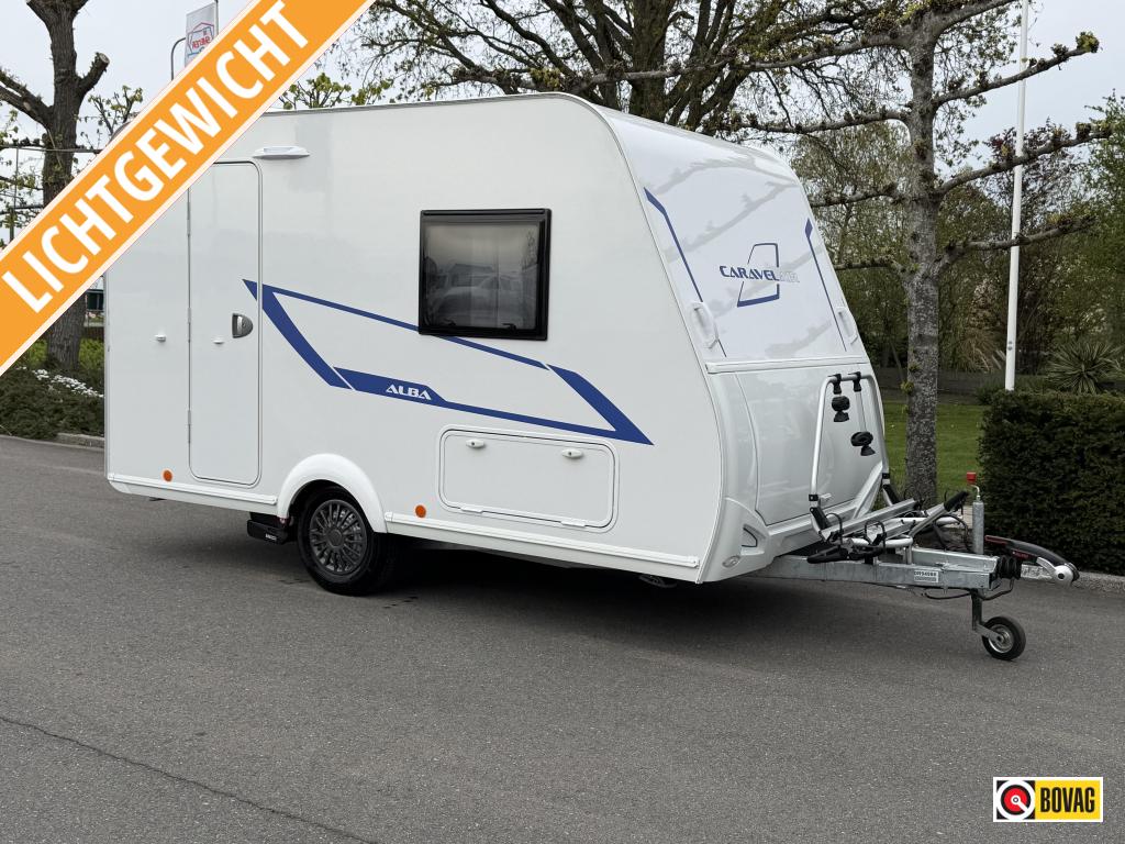 Caravelair Alba 350 Mover,Fietsdrager,Gasloos, Caravans en Kamperen, Dwarsbed, Standaardzit, Bedrijf, 750 - 1000 kg