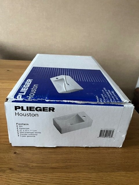 Nieuw in doos: Plieger Houston fontein 37x23 + sifonset, Ophalen, Nieuw, Wastafel