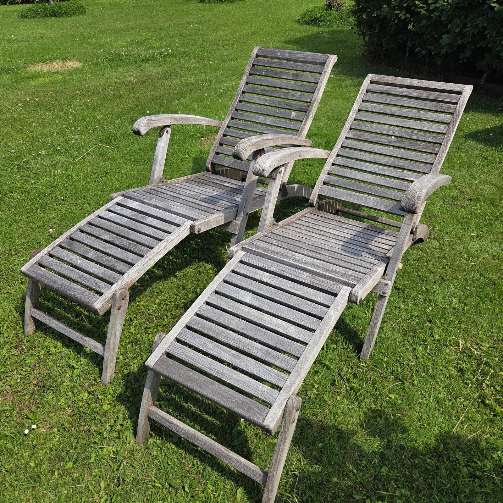 Teakhouten ligbedden ligstoel loungebed relaxstoel, Ophalen, Gebruikt, Teakhout, Inklapbaar