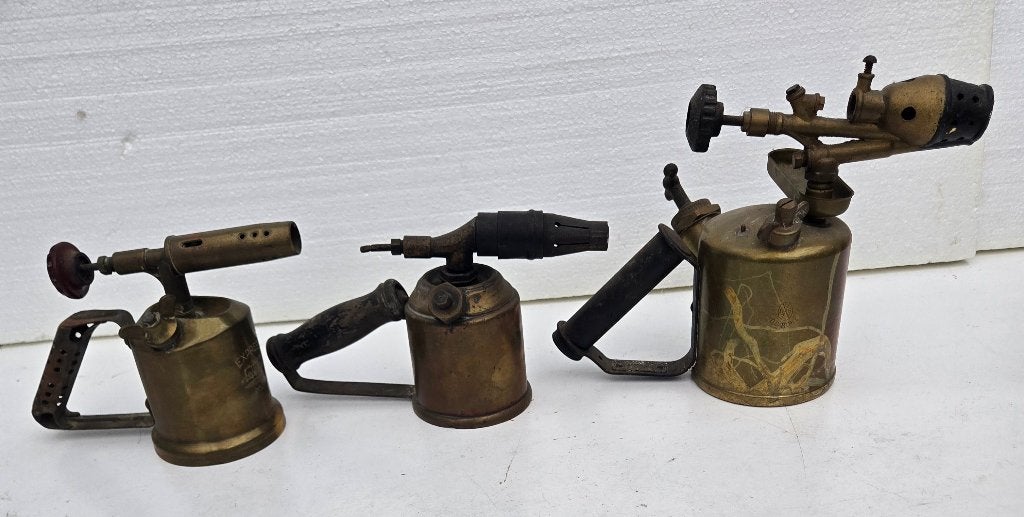 Lot de 3 anciennes lampes à brûler Express/G.Barthel/U.R Bxl, Antiek en Kunst, Verzenden