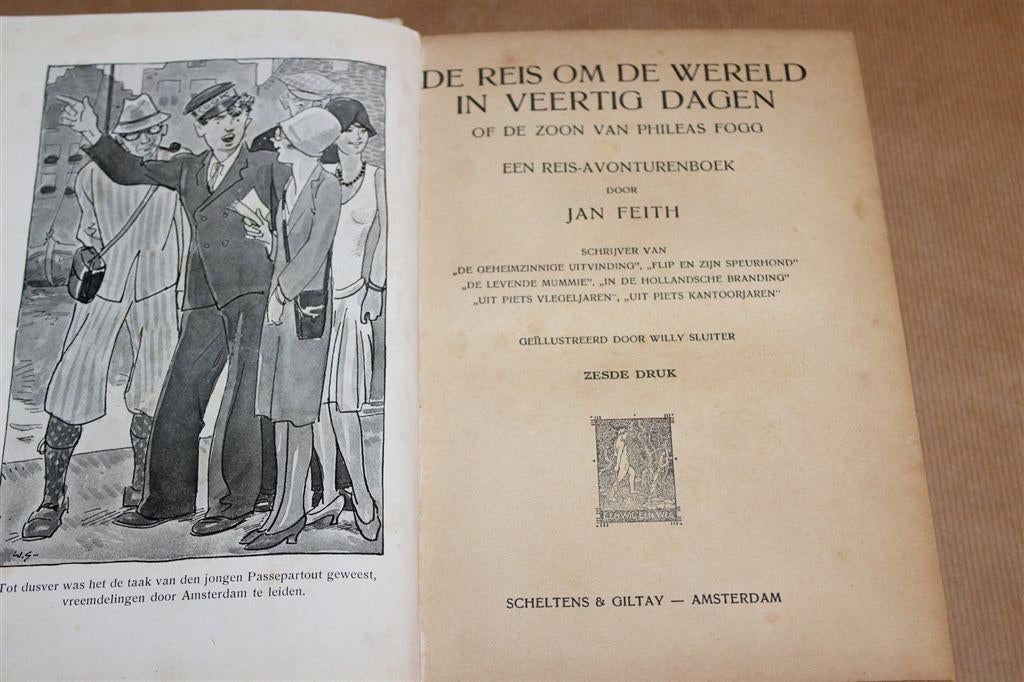 De Reis om de Wereld in 40 Dagen — J. Feith [6e Druk 1929], Ophalen of Verzenden, Gelezen