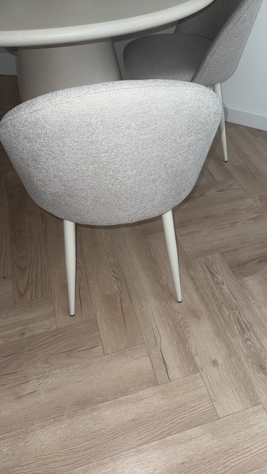 4 beige/offwhite eettafelstoelen (zo goed als nieuw), Ophalen, Zo goed als nieuw