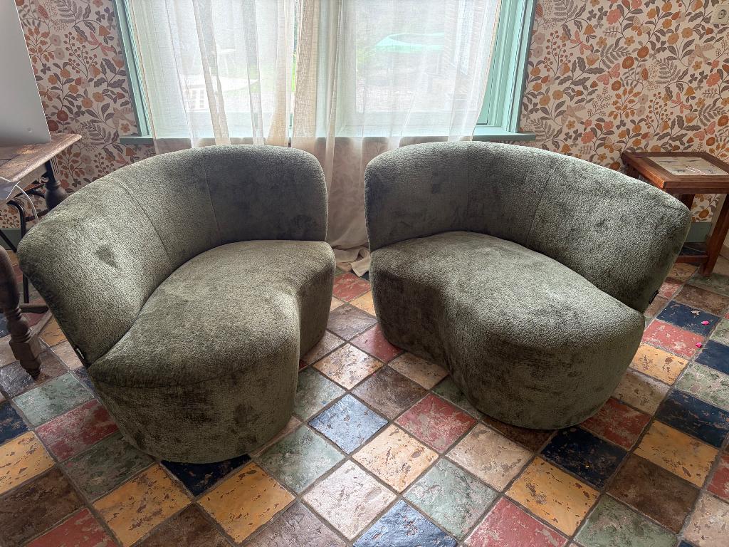 WOOOD fauteuil Stone warmgroen, Huis en Inrichting, Fauteuils, Ophalen, 100 tot 125 cm, Zo goed als nieuw, Stof