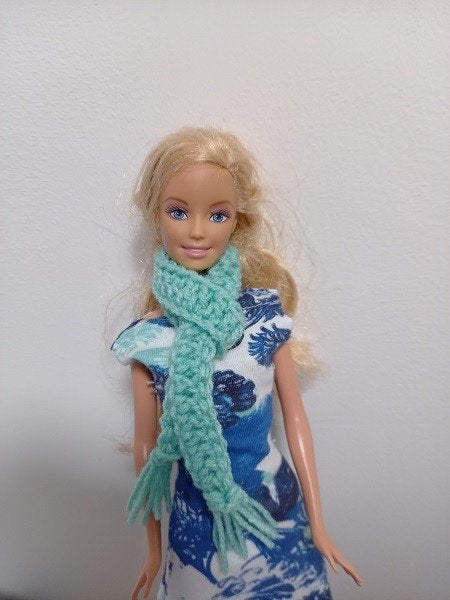 Barbie kleertjes sjaal met franjes groen, Verzenden, Nieuw, Barbie