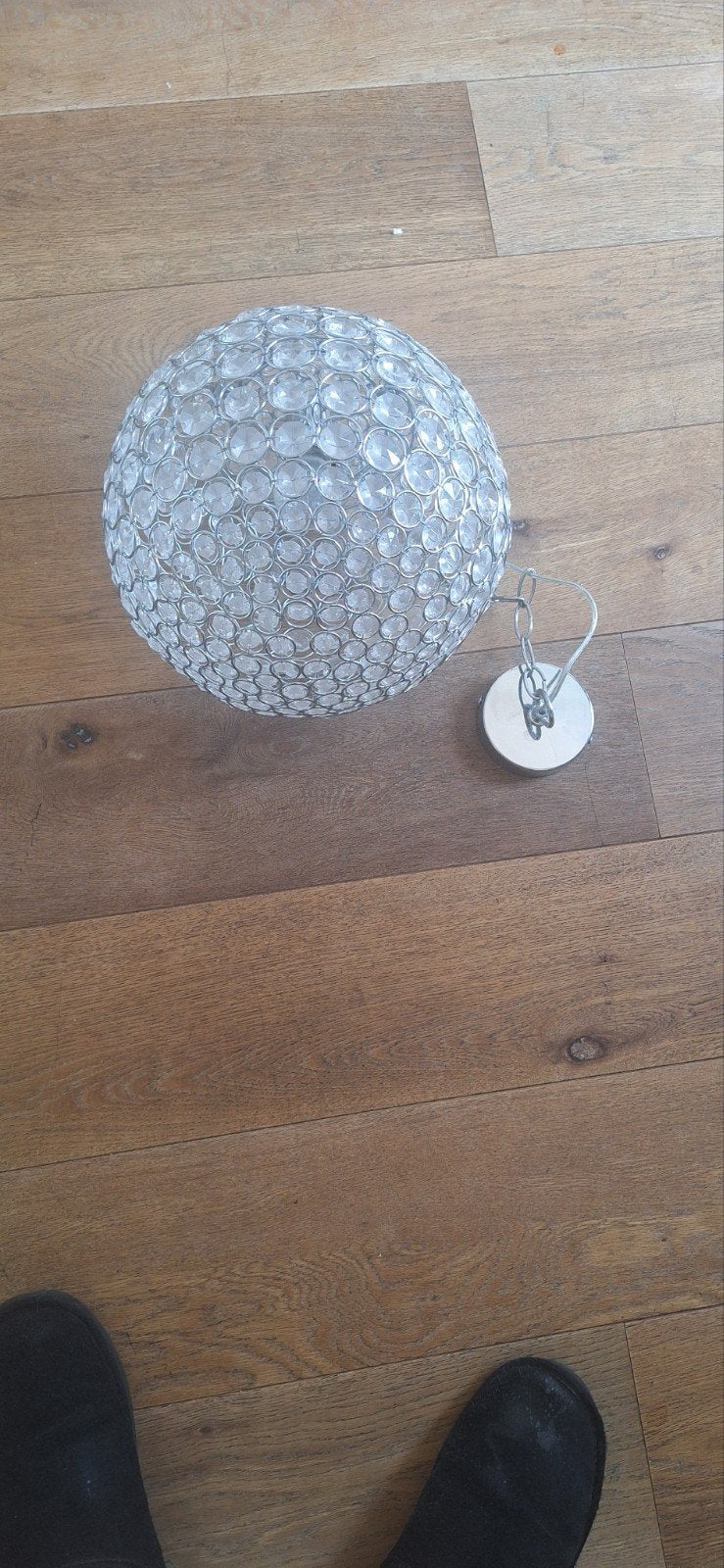 Gratis kristallen hanglamp, Huis en Inrichting, Lampen | Hanglampen, Ophalen, E27 (groot), Zo goed als nieuw, Glas