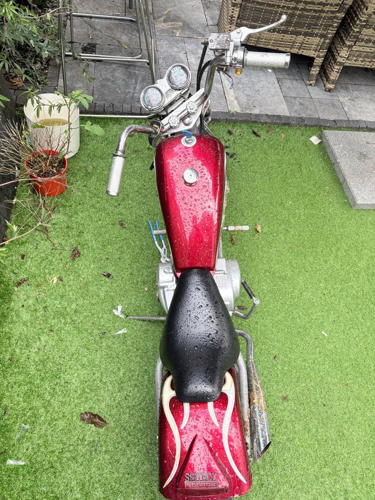 Mini Chopper Motorfiets - Rood met vlammen, Ophalen of Verzenden, Gebruikt, Schijfrem, Overige typen