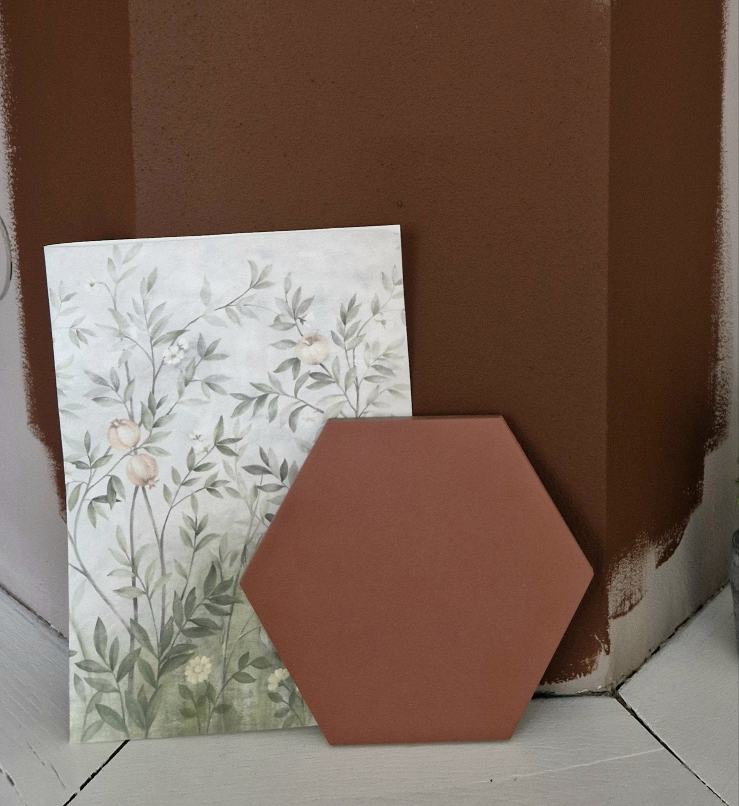 Partij 8,6 m2 nieuwe keramische hexagon tegels terracotta, Ophalen, Keramiek, Nieuw, 20 tot 40 cm