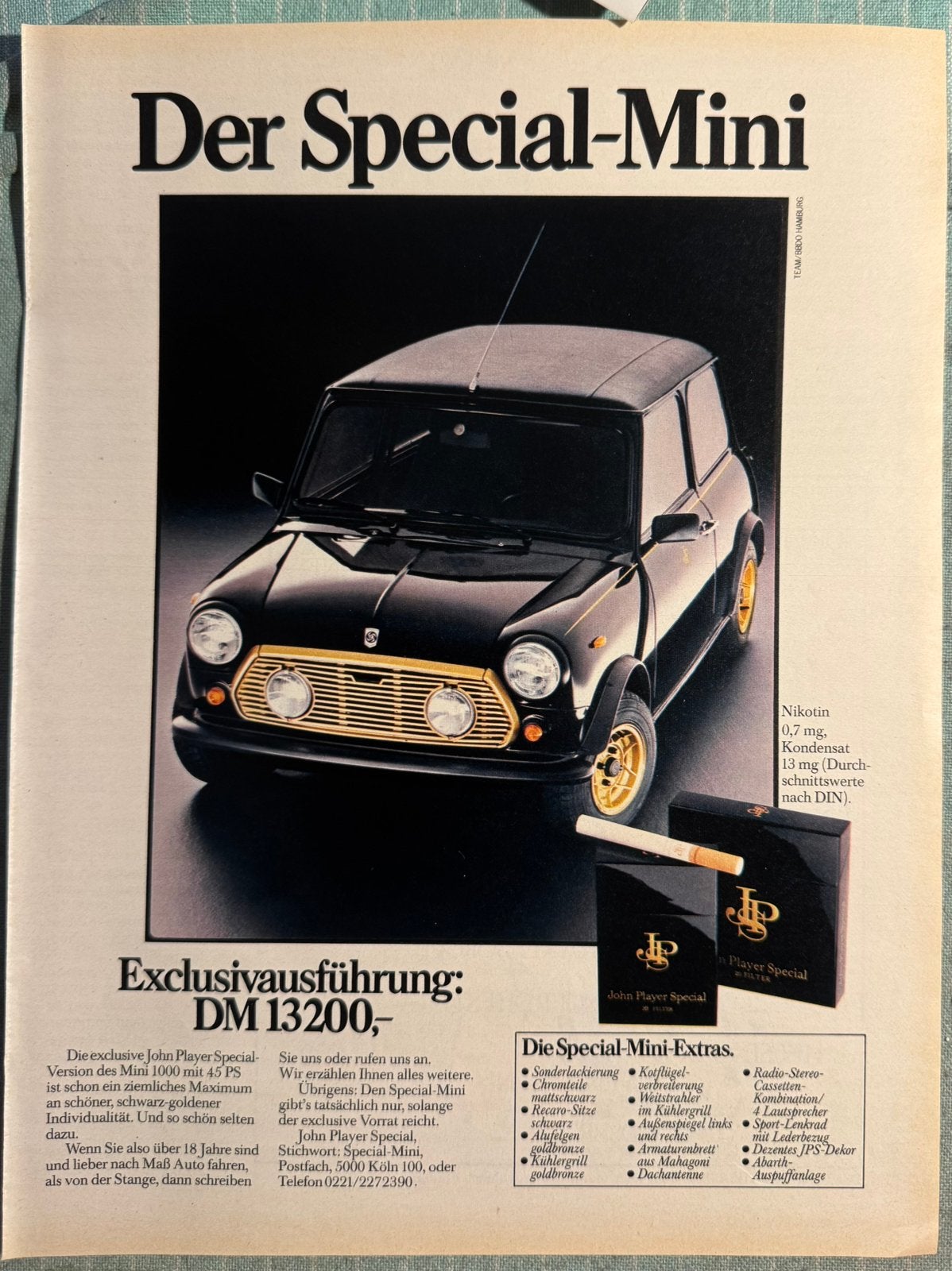 Advertentie Mini 1000 John Player Special, Verzenden, Zo goed als nieuw, Auto's