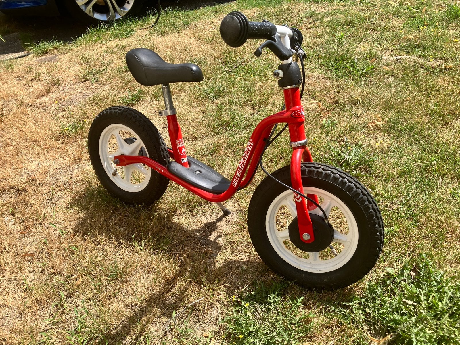 Stoere rode Puky brandweerloopfiets, Ophalen, Gebruikt, Trommelrem, Minder dan 16 inch