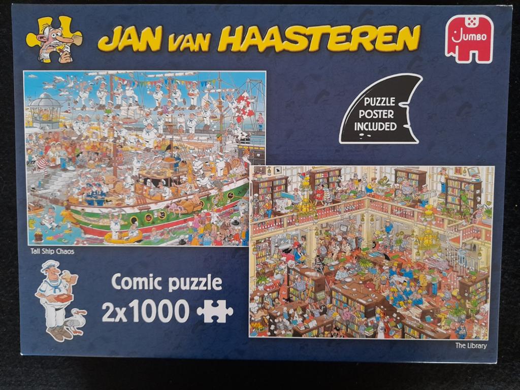 Puzzel Jan van Haasteren Tall ship chaos en Bibliotheek, Ophalen of Verzenden, 500 t/m 1500 stukjes, Zo goed als nieuw