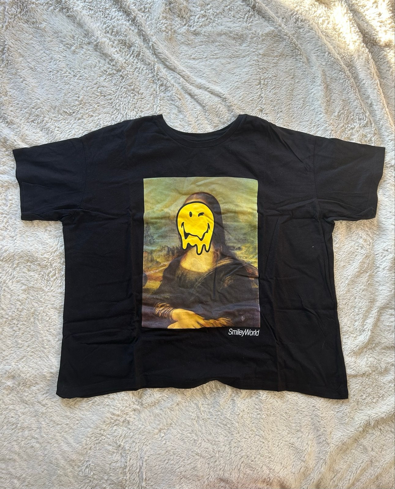 Zwart T-shirt met Mona Lisa & SmileyWorld print, Kleding | Dames, Zwart, Maat 46/48 (XL) of groter, Ophalen of Verzenden, Zo goed als nieuw