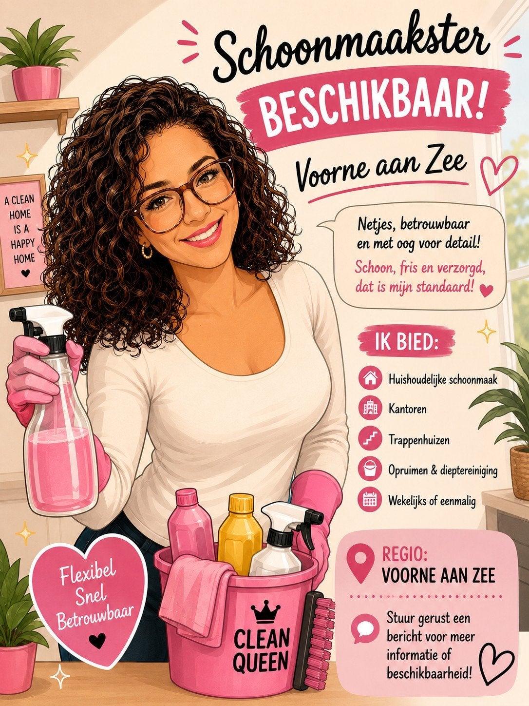 Schoonmaakster beschikbaar – Voorne aan Zee, 33 - 40 uur, Vanaf 10 jaar, Overige vormen