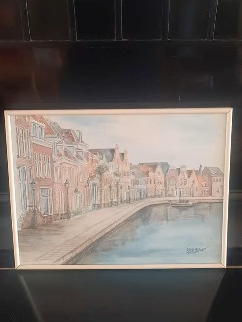 Prachtige aquarel Langegracht Maarssen M. Maat, Antiek en Kunst, Ophalen
