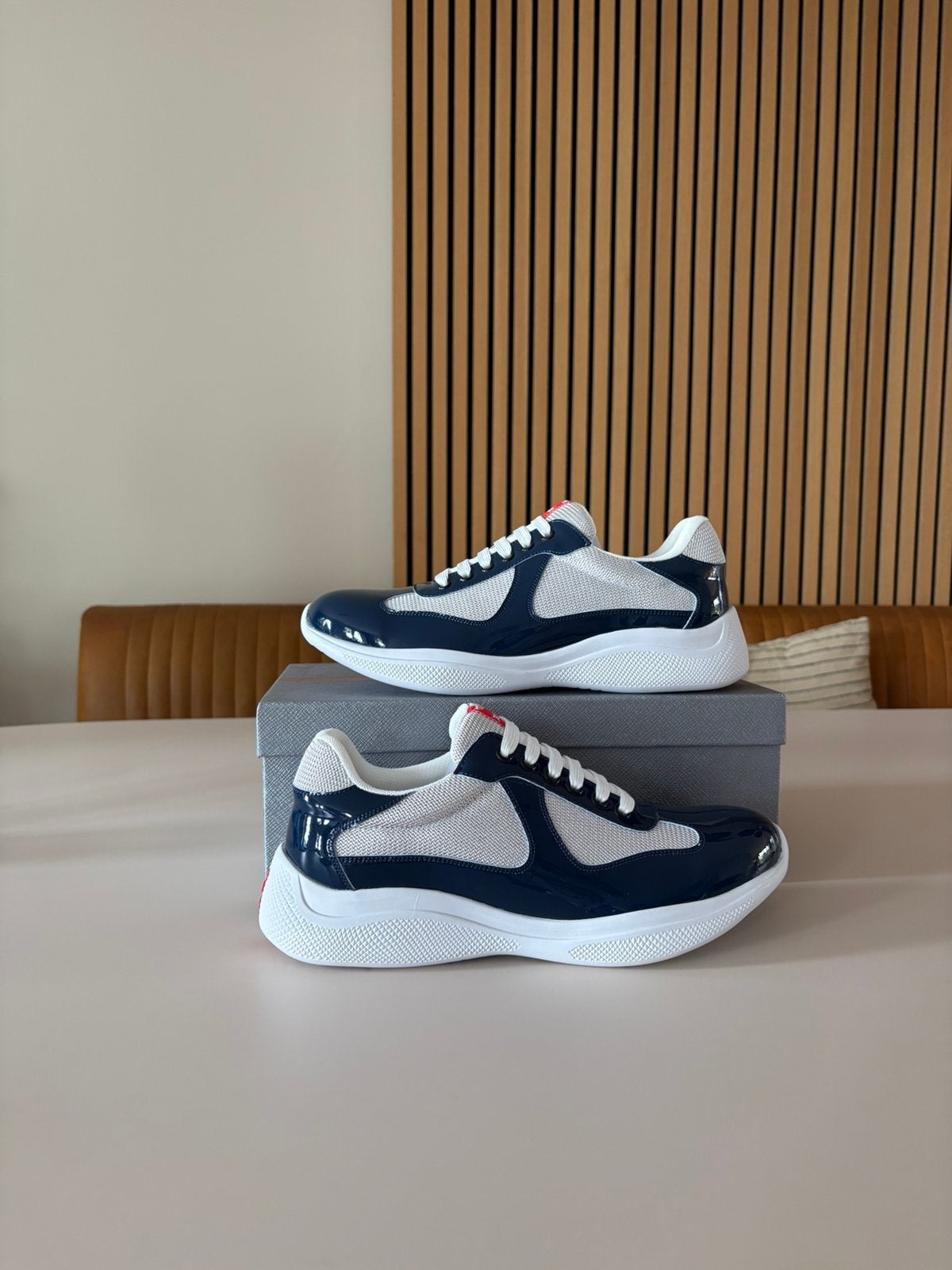 Prada cups donkerblauw maat 43, Nieuw, Sneakers of Gympen, Verzenden, Blauw
