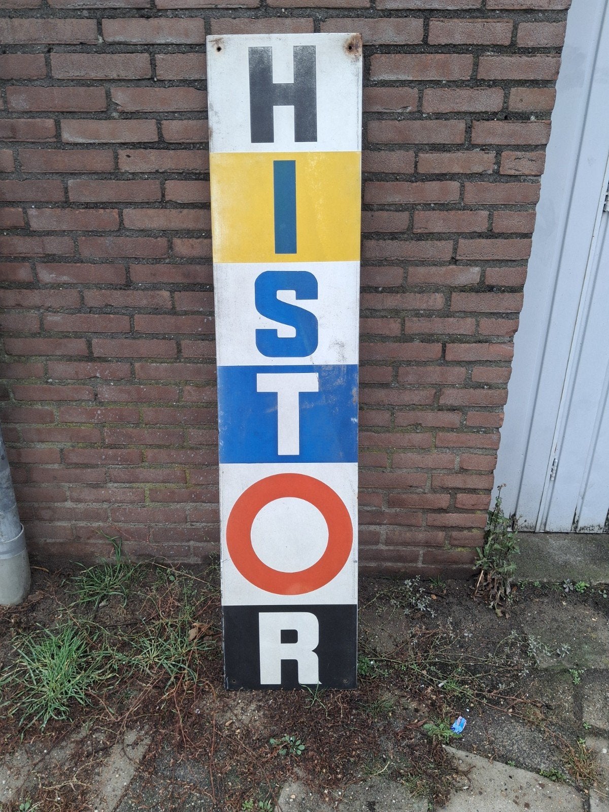mooi oud reclamebord Histor verf, Ophalen of Verzenden, Gebruikt