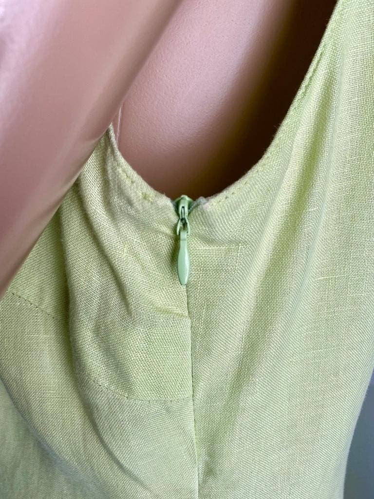J404 linnen jurk maat 42=L jurkje zomer mint-groen, Maat 42/44 (L), Ophalen of Verzenden, Zo goed als nieuw, Knielengte
