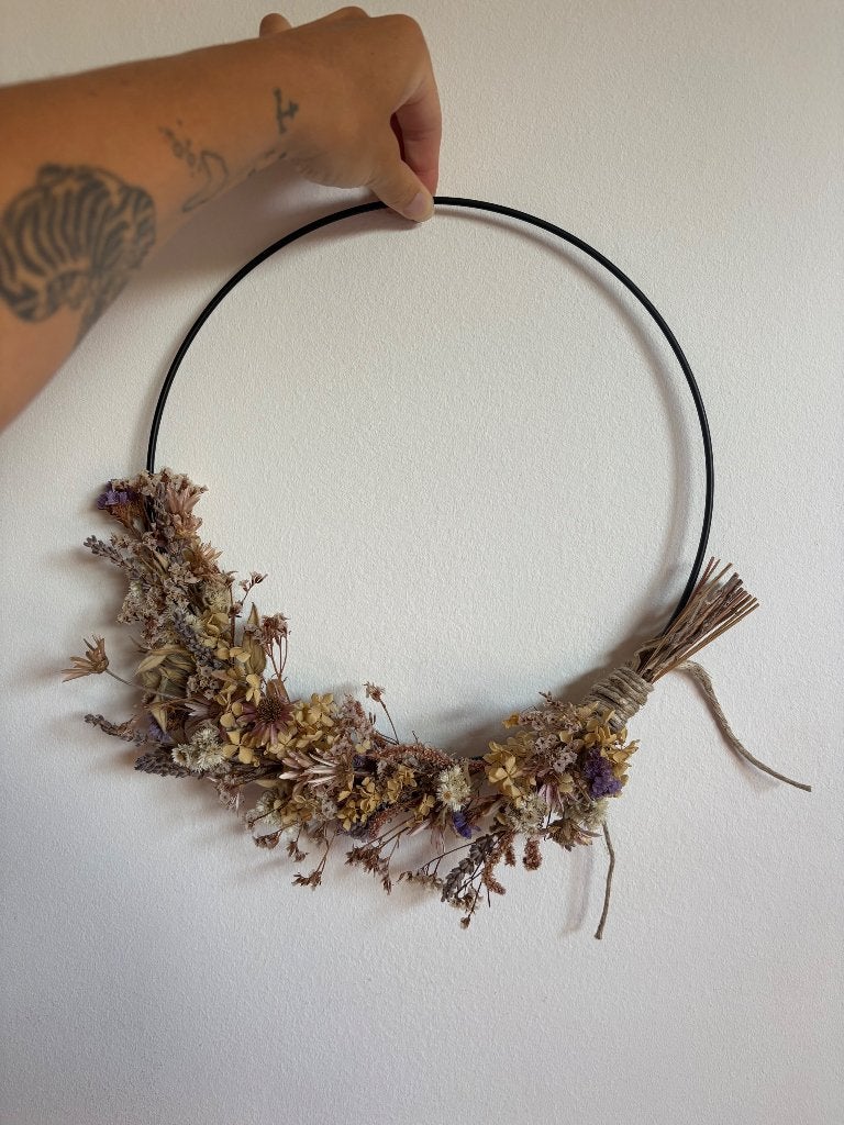Droogbloemen op ring, Ophalen, Gebruikt