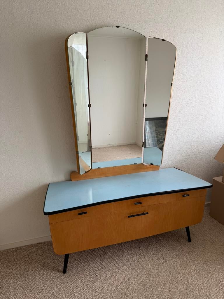 Vintage kaptafel met 3 spiegels, Ophalen, Overige materialen, Gebruikt, Vintage