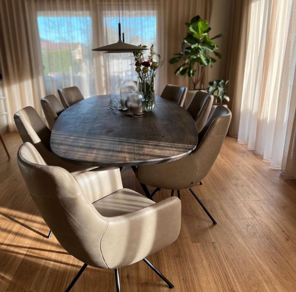 Eiken eettafel Deens ovaal 4cm massief | verjongde rand, Ophalen of Verzenden, Zo goed als nieuw, Ovaal, 200 cm of meer