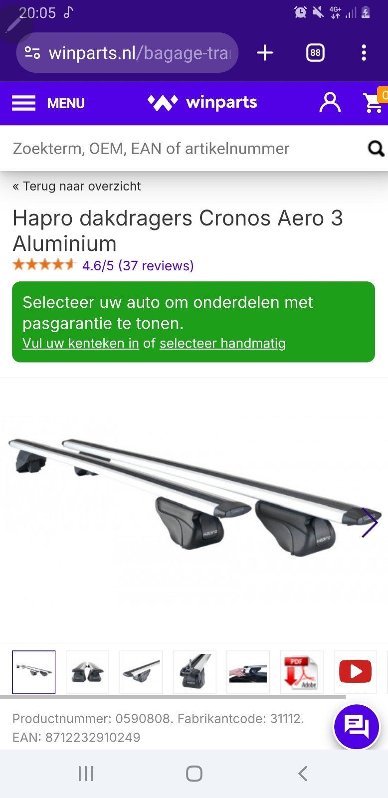 Hapro dakdrager voor kia Niro 2025, Auto diversen, Dakdragers, Verzenden, Zo goed als nieuw