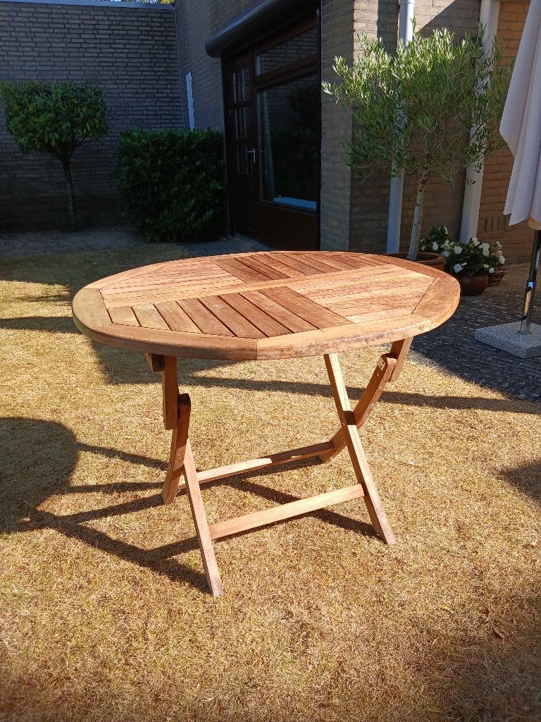 Tuintafel Sigrid 100 teak, Ophalen, Gebruikt, Rond, Teakhout