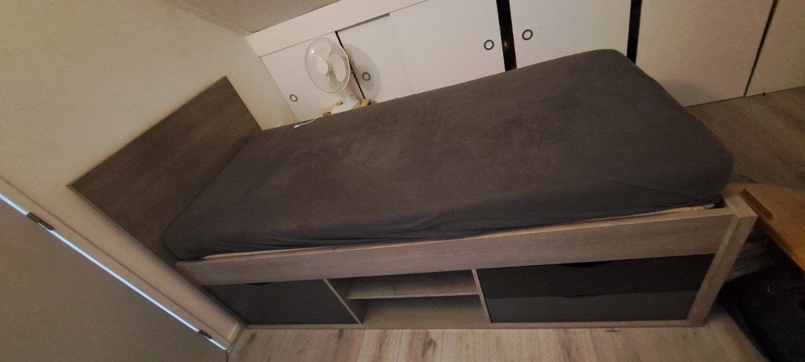 90x200 bed met opberg, Ophalen, Eenpersoons, 90 cm