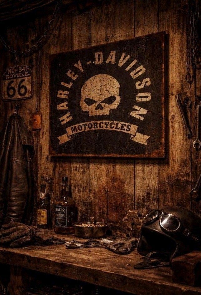 Mooi zeldzaam groot orgineel Harley Davidson bord, Ophalen, Gebruikt