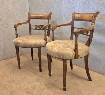 2 klassieke salonstoelen, houten fauteuils, vintage, Ophalen, Gebruikt, Twee, Louis Seize-stijl (Louis XVI)