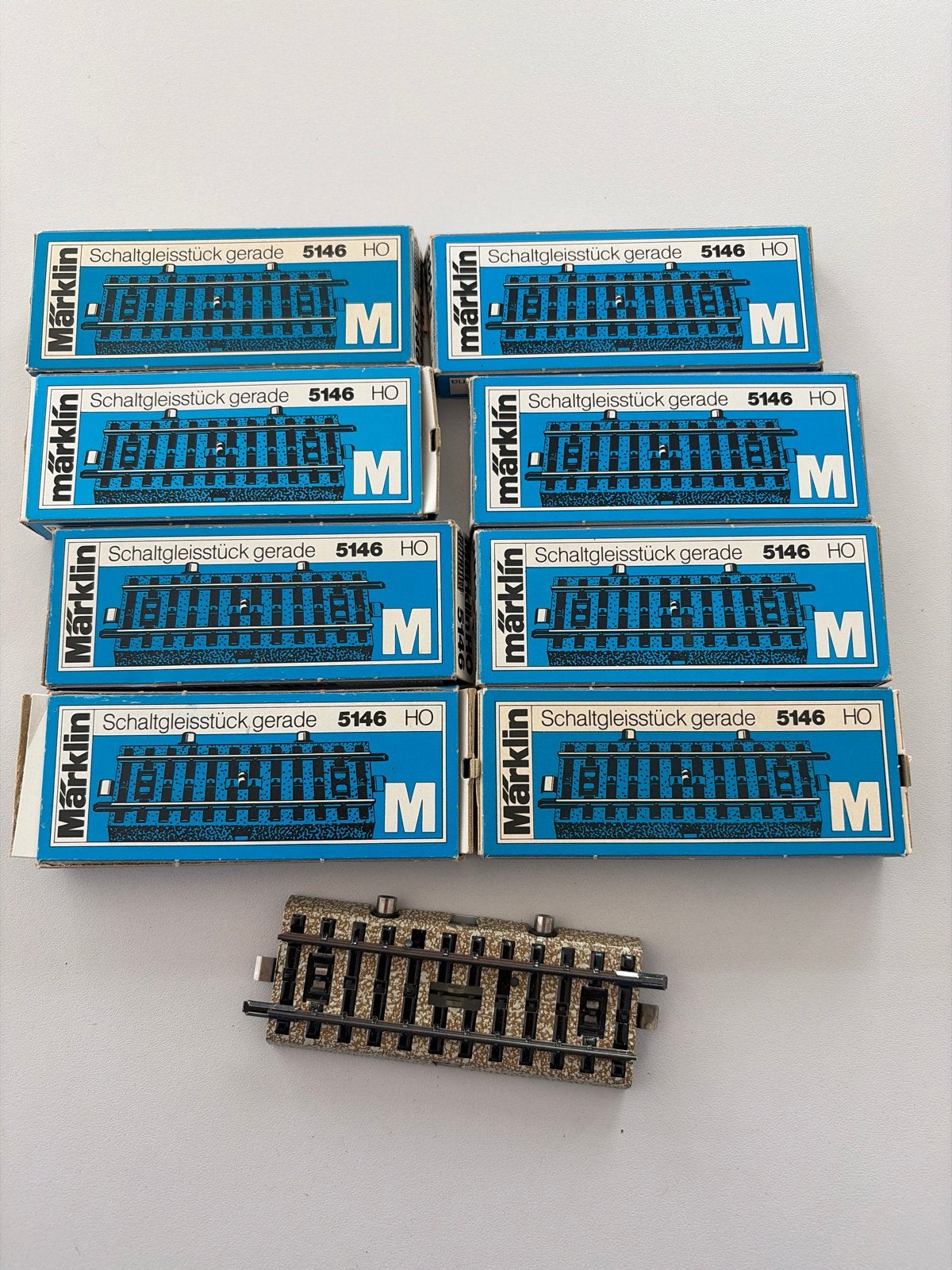 Märklin Schakelrails recht 5146 HO - 8 stuks, Wisselstroom, Gebruikt, Rails, Ophalen of Verzenden