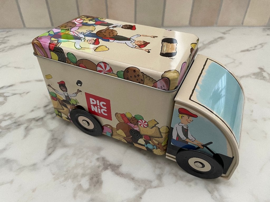 Picnic Auto Blik - Koekblik Snoepblik, Verzamelen, Blikken, Ophalen of Verzenden, Zo goed als nieuw, Koek(jes), Overige merken