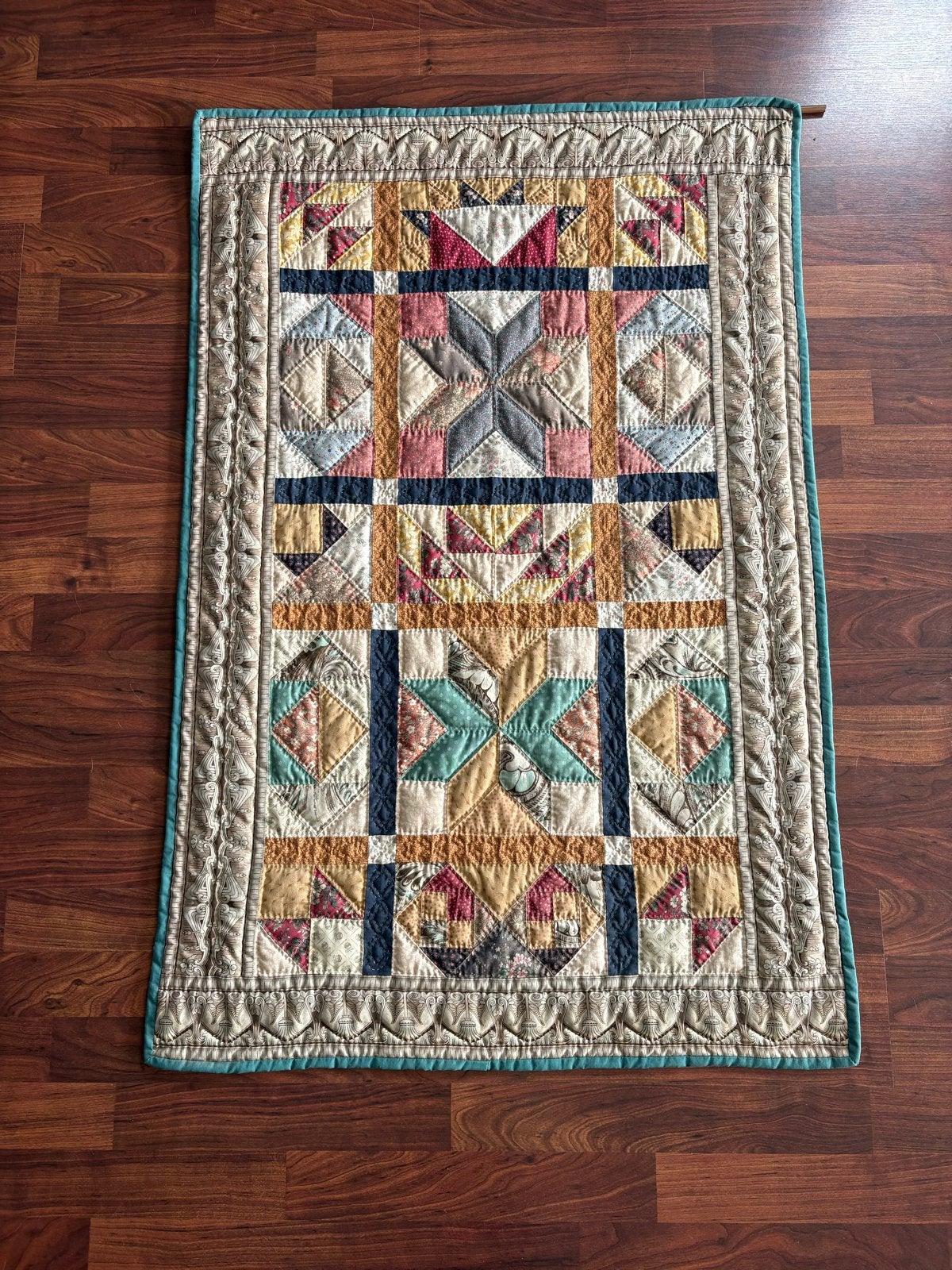 Handgemaakte Quilt / Wandkleed - 114 x 74 cm, Gebruikt, Ophalen of Verzenden, Handgemaakt, Meerkleurig