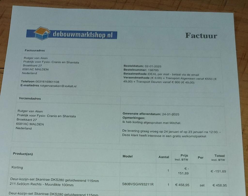 Skantrae DKS280 Geluidwerende Deur-Kozijn-Set, Ophalen
