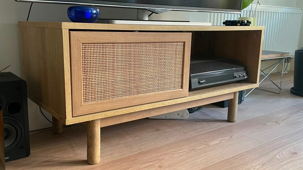 MADE Pavia TV Meubel rattan / rotan, Ophalen, Gebruikt, Rotan, eiken effect, 50 tot 100 cm