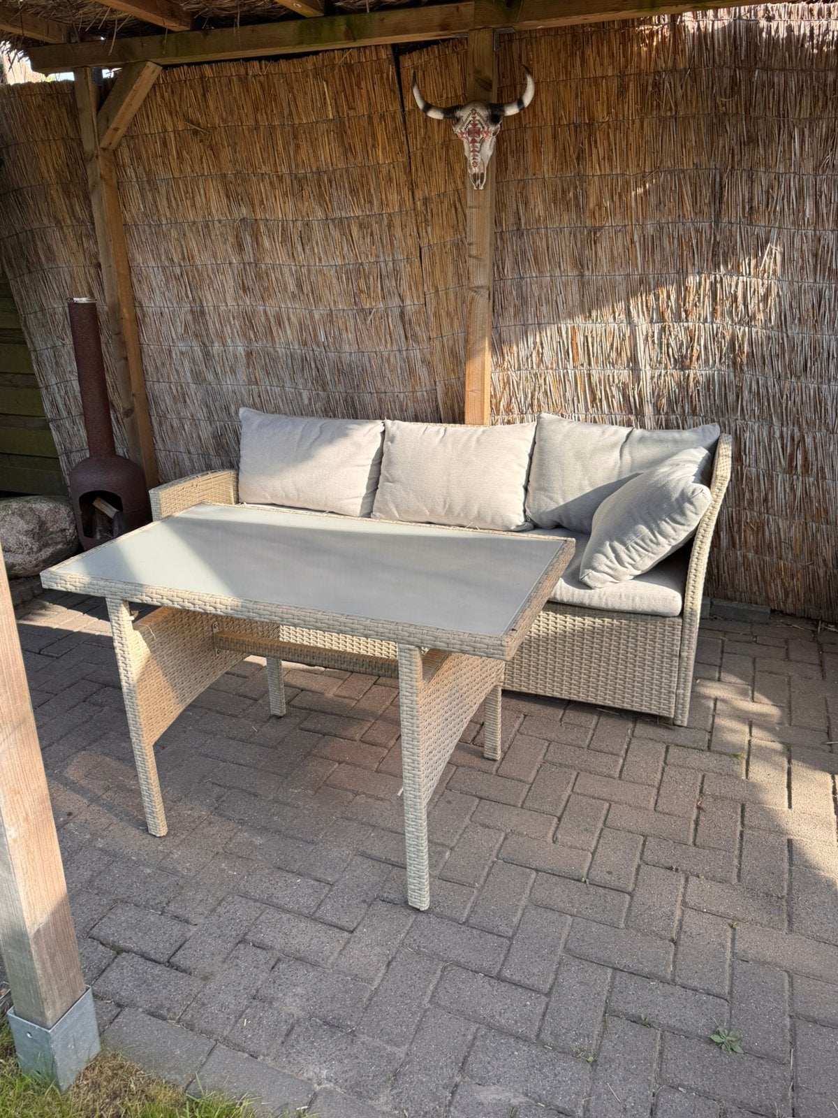 Loungebank met tafel, Ophalen, 4 zitplaatsen, Gebruikt, Eettafel