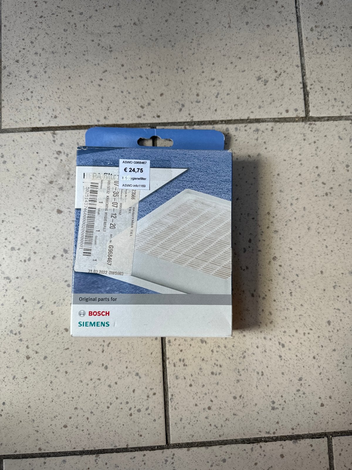 Bosch Siemens Origineel Filter voor Stofzuiger, Bosch, Nieuw, Ophalen of Verzenden, Sledestofzuiger